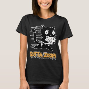 Gotta Zoom Cat Stealing Fish Cartoon T-Shirt