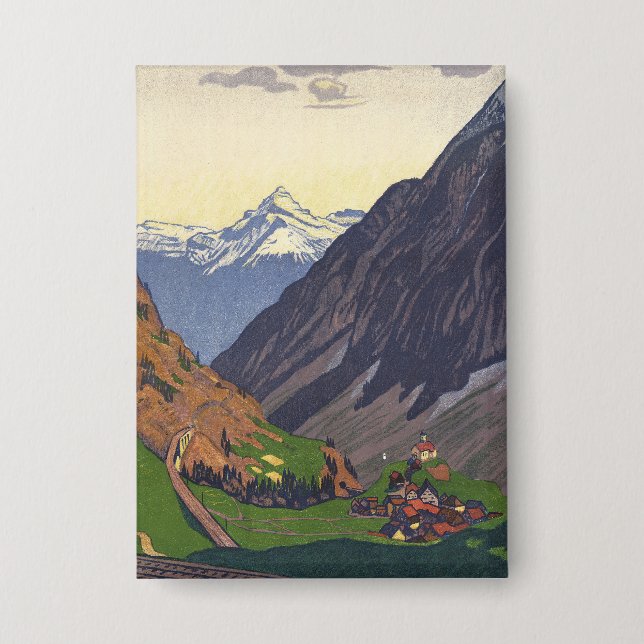 Gotthard Pass mountain pass in the Alps Button (Front)