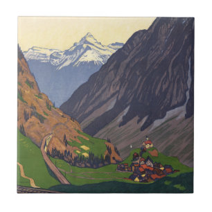 Gotthard Pass mountain pass in the Alps Ceramic Tile