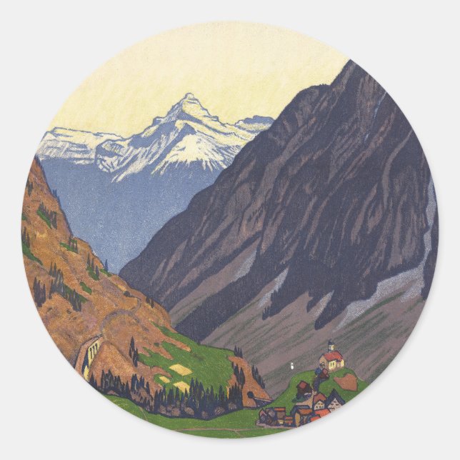 Gotthard Pass mountain pass in the Alps Classic Round Sticker (Front)