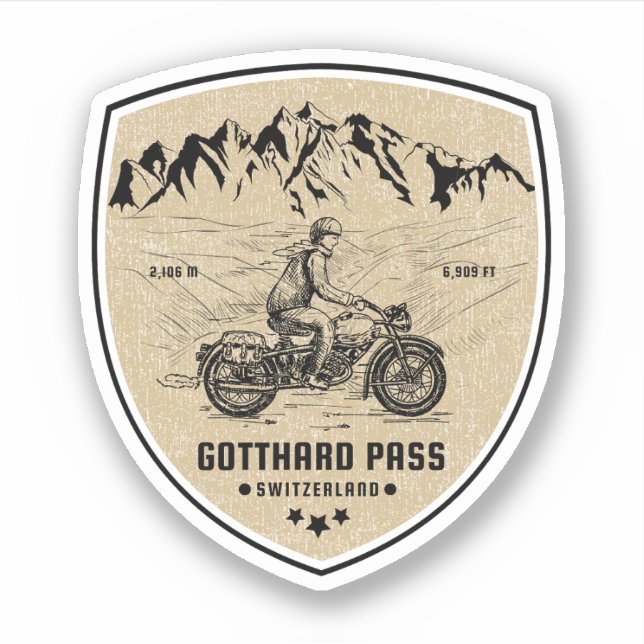 Gotthard Pass swiss–alps motorcycle tour Sticker (Front)