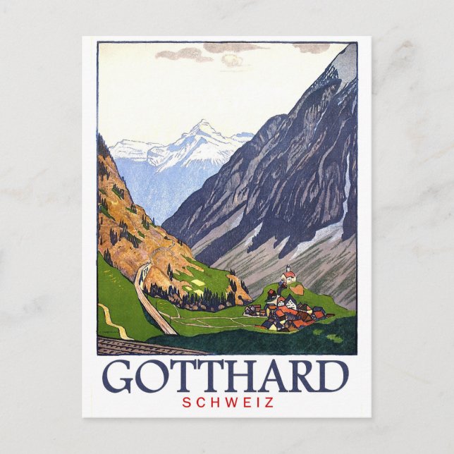 Gotthard pass, Switzerland, village, vintage Postcard (Front)