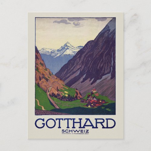 Gotthard Schweiz Switzerland Vintage Poster 1914 Postcard