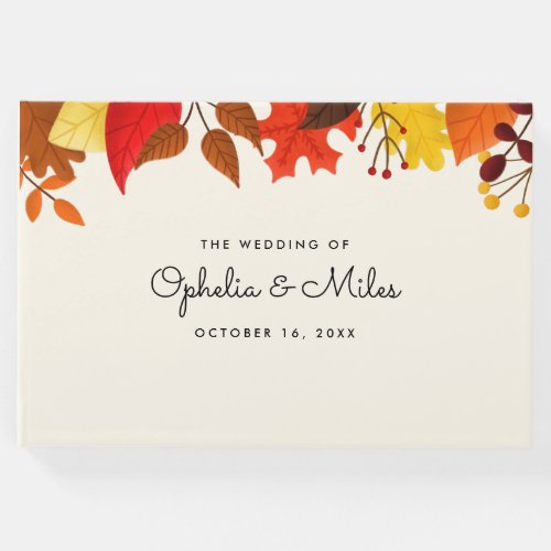 Gouache Autumn Leaves Fall Wedding Guest Book