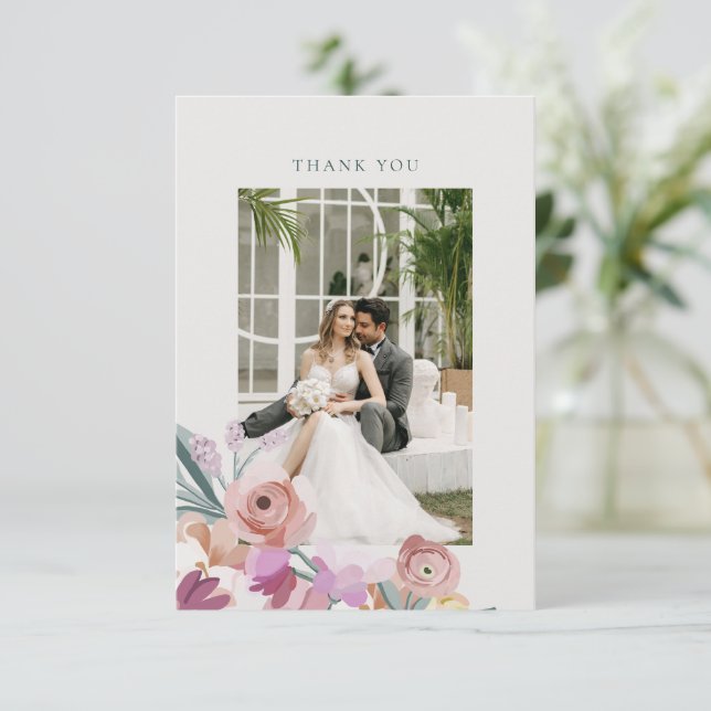 Gouache Blossoms Thank You Card (Standing Front)