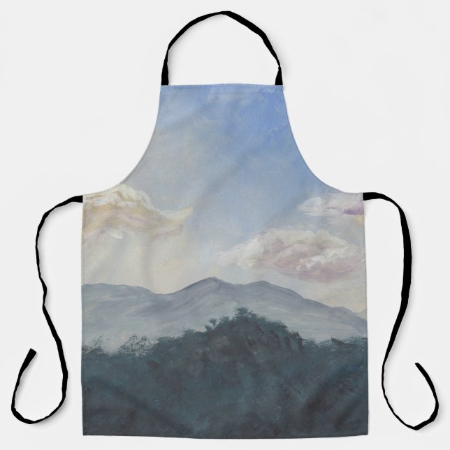 Gouache Blue Mountains: Vibrant Nature Scene Apron (Front)