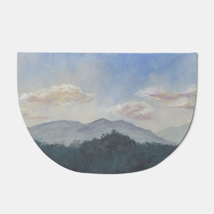 Gouache Blue Mountains: Vibrant Nature Scene Doormat