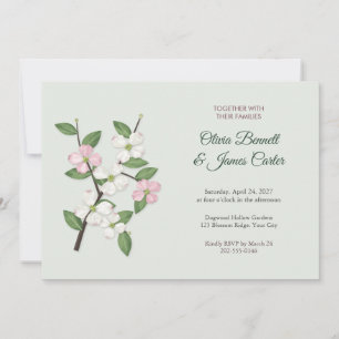 Gouache Dogwood Blossom Branch Wedding Invitation