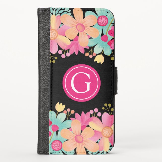 Gouache Floral Iphone X Wallet Case (Front)