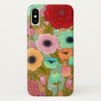 Gouache Floral Painted Garden iPhone X Case