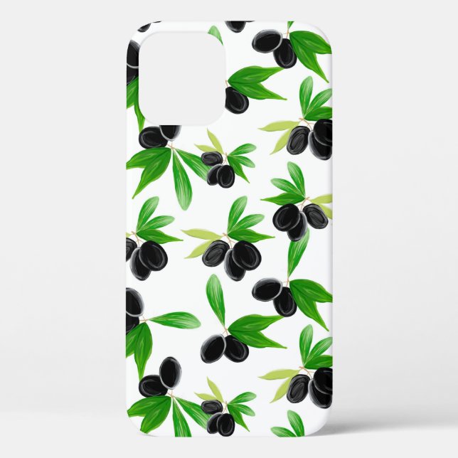 Gouache seamless pattern with olive tree branch, l Case-Mate iPhone case (Back)
