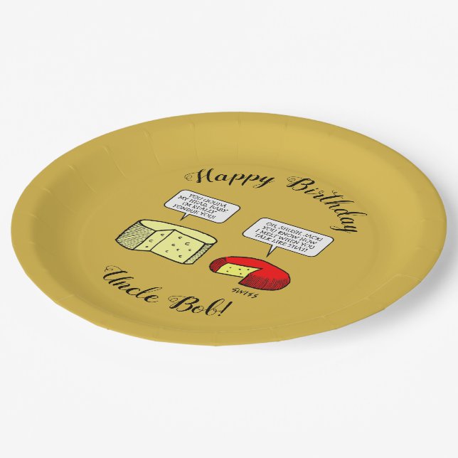 Gouda and Jack Cheese Tasting Birthday Party Paper Plates (Angled)