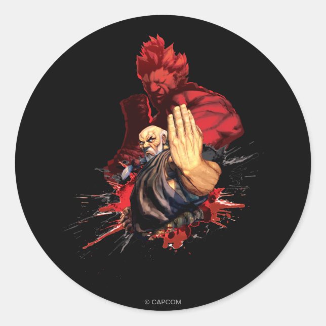 Gouken Vs. Akuma Classic Round Sticker (Front)