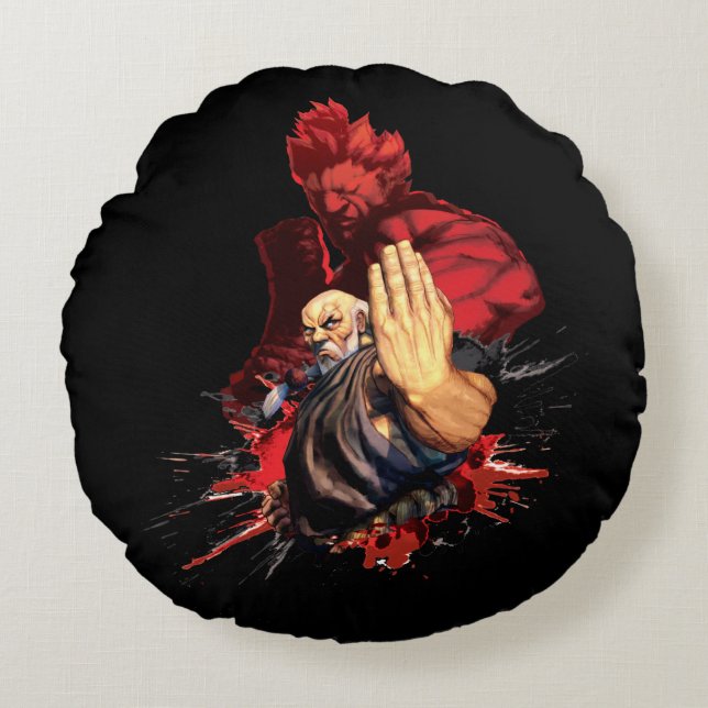 Gouken Vs. Akuma Round Pillow (Front)