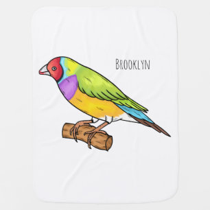 Gouldian finch bird cartoon illustration baby blanket
