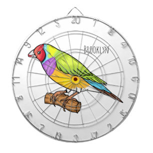 Gouldian finch bird cartoon illustration dart board