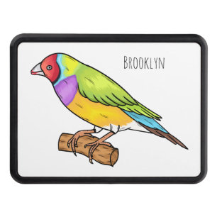 Gouldian finch bird cartoon illustration hitch cover