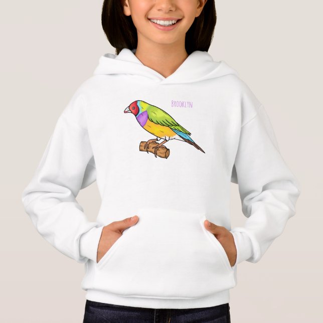 Gouldian finch bird cartoon illustration  hoodie (Front)