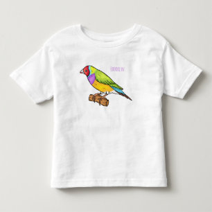 Gouldian finch bird cartoon illustration toddler t-shirt