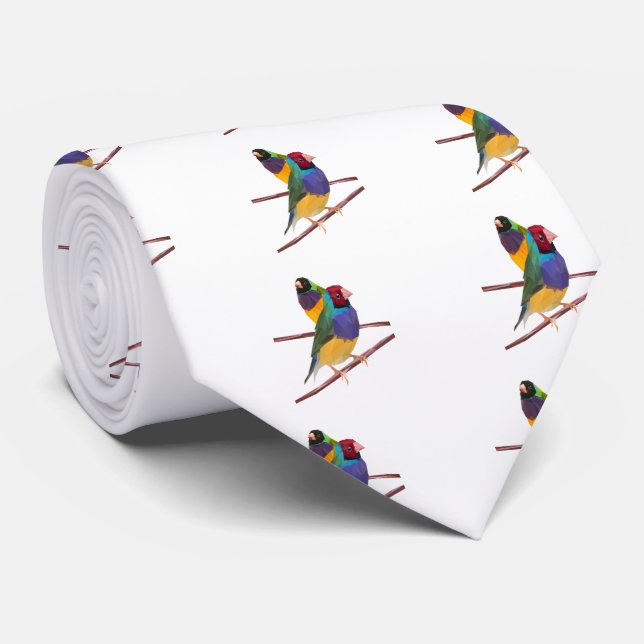 Gouldian Finch Duo Neck Tie (Rolled)