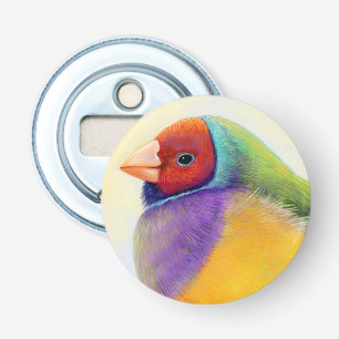 Gouldian finch realistic painting bottle opener