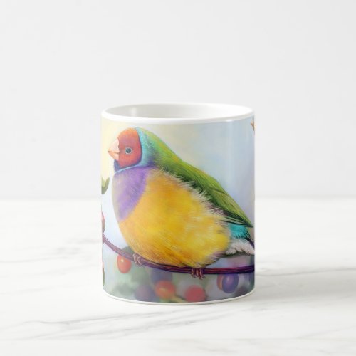 Gouldian finch realistic painting coffee mug