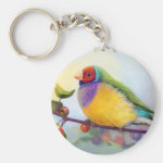 Gouldian Finch Realistic Painting Keychain