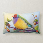 Gouldian Finch Realistic Painting Pillow