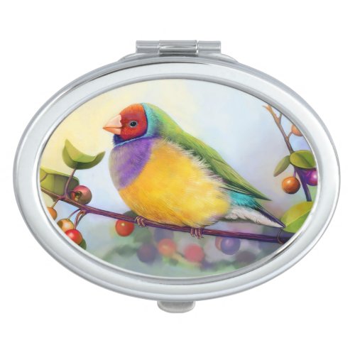 Gouldian finch realistic painting makeup mirror