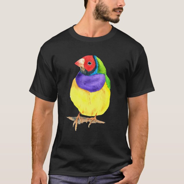 Gouldian finch watercolor bird colorful T-Shirt (Front)