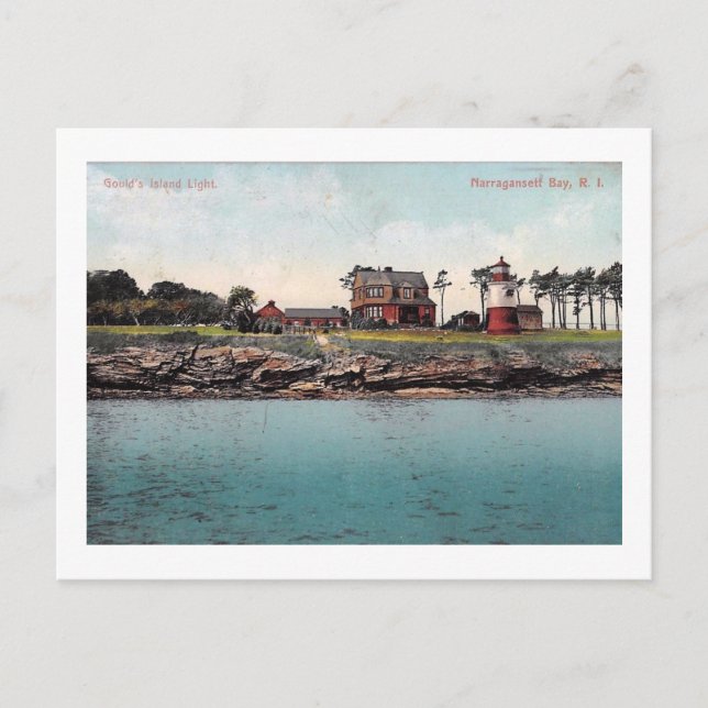 Gould's Island Light House, Narragansett Vintage Postcard (Front)