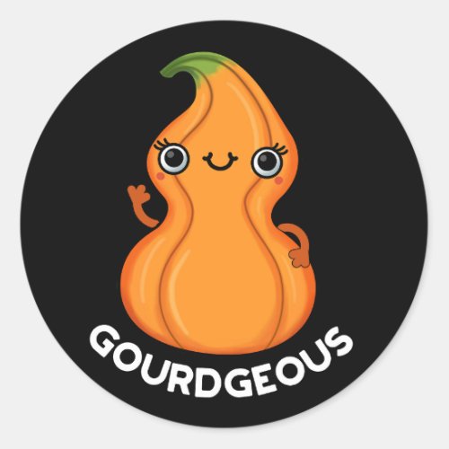 Gourd_geous Funny Gourd Veggie Pun Dark BG Classic Round Sticker