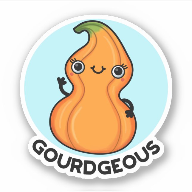 Gourd-geous Funny Gourd Veggie Pun  Sticker (Front)