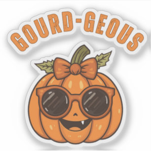 Gourd-geous Halloween Food Pun Pumpkin Sticker