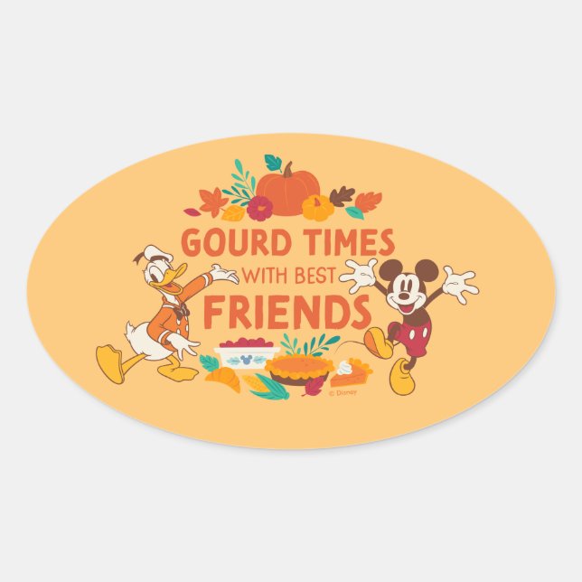 Gourd Times with Donald and Mickey Oval Sticker (Front)