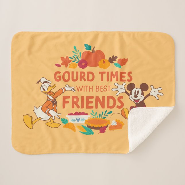 Gourd Times with Donald and Mickey Sherpa Blanket (Front (Horizontal))