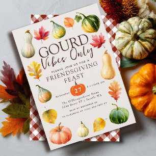 Gourd Vibes Only Watercolor Autumn Thanksgiving Invitation