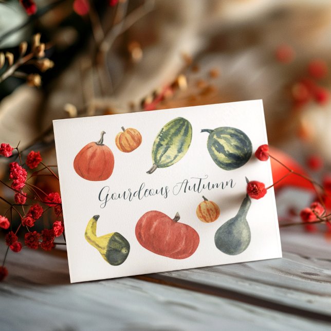 Gourdeous Autumn Party Colorful Pumpkins Holiday Postcard (Creator Uploaded)