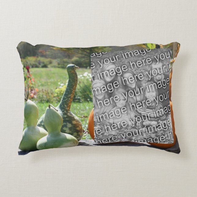 Gourds And Pumpkins Fall Add Your Photo Accent Pillow (Front)