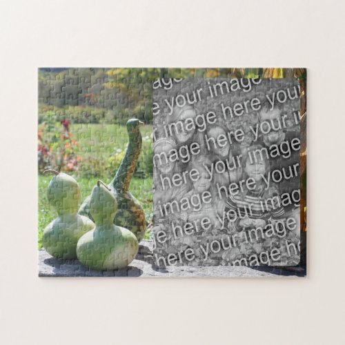 Gourds And Pumpkins Fall Add Your Photo Jigsaw Puzzle