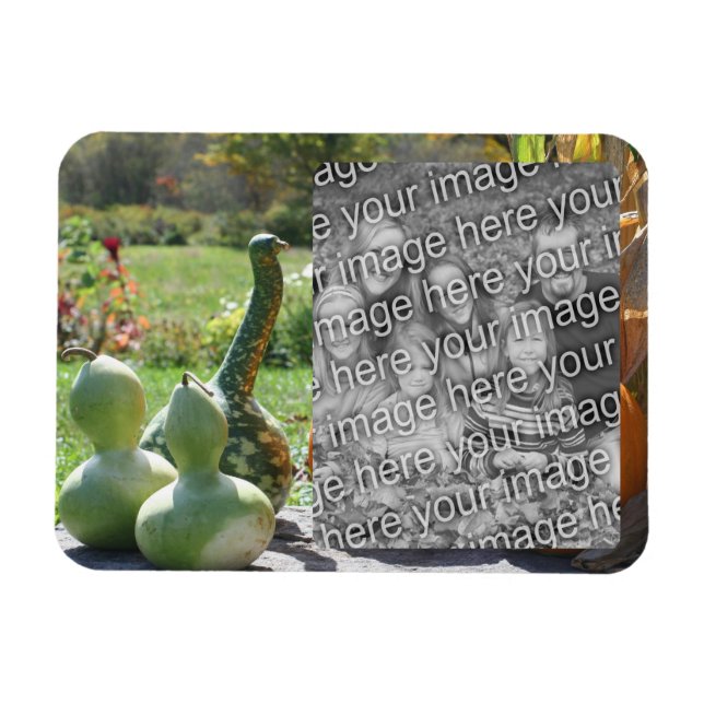 Gourds And Pumpkins Fall Add Your Photo Magnet (Horizontal)