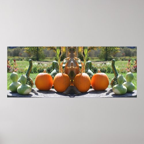 Gourds And Pumpkins Fall Mirror Abstract Poster