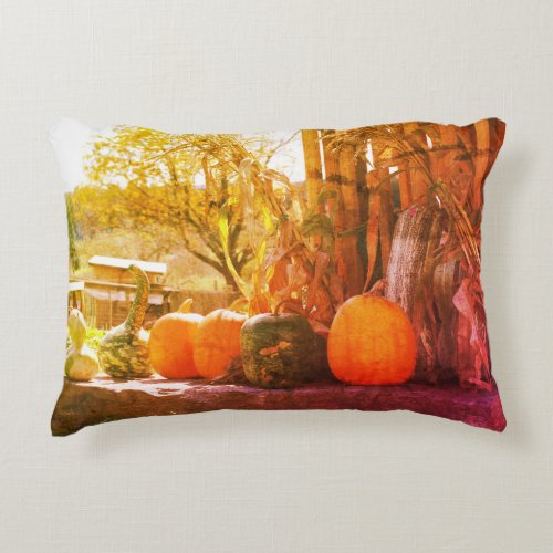 Gourds And Pumpkins Farm Stand Abstract  Accent Pillow