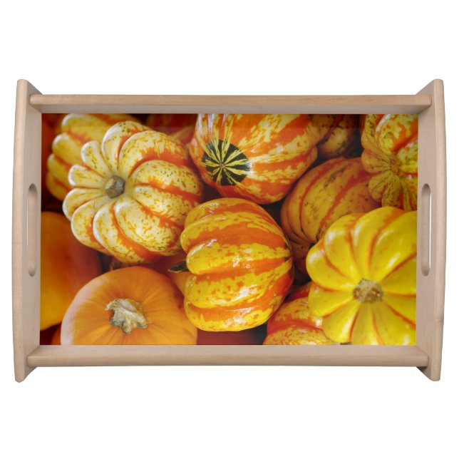 Gourds Pumpkins Fall Autumn Rustic Country Serving Tray (Front)