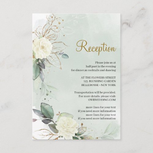 Gourgeous white Roses Eucalyptus Enclosure Card