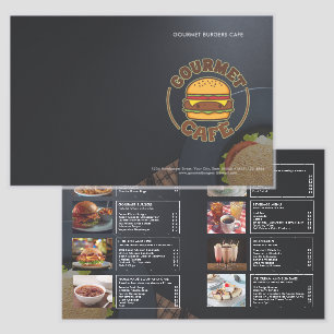Gourmet Burger Cafe Eatery Folded Laminated Menu