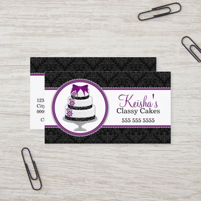 Gourmet Cake Bakery Business Card (Front/Back In Situ)