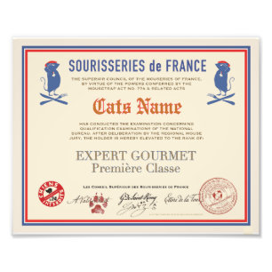 Gourmet Cat Diploma Sourisseries de France  Photo Print