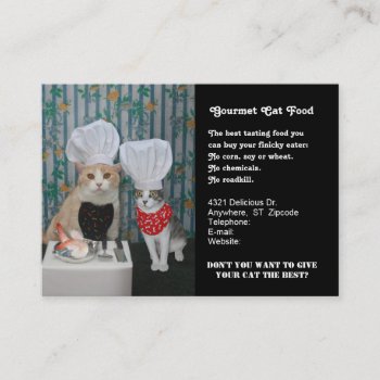 Gourmet Cat Food Business Card by myrtieshuman at Zazzle