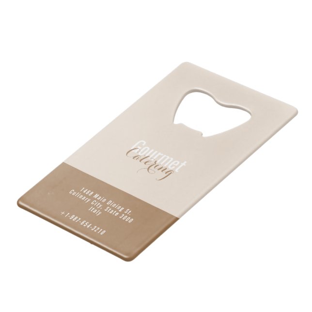 Gourmet Catering Credit Card Bottle Opener (Front Angled)